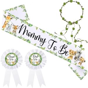 Safari Mom to Be Sash for Baby Shower Decorations Jungle Animals Baby Shower Sash for Gender Reveal Party