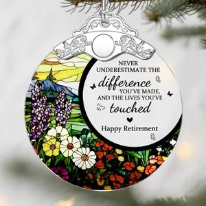 Retirement Gifts - Retirement Gift for Women, Men - Retired Ornament - Retired Gifts for Coworker, Boss, Employee, Teacher, Nurse, Friends, Women, Men - Stained Glass Christmas Ornament - Design B
