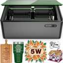 Gluwphy Laser Engraver Machine 5000mW(5W) Enclosed Diode Laser Cutter for Beginner, Class 1 Safety Laser Engraving Machine for Wood, Metal,Black