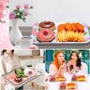 4 Pieces Serving Trays Melamine Platters Reusable Rectangle Party Trays for Theme Party Food Dessert Serving Supplies, 13 x 9.7 inch(Colorful,Flower)