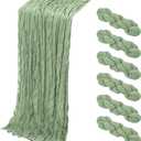 6 Pack Sage Green Cheesecloth Table Runner, 17 x 108 Inch, Gauze Cheese Cloth Table Runner Rustic Sheer Runner for Wedding Birthday Party Baby Shower Table Decor(Sage Green)