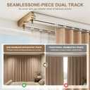 Double Curtain Track Ceiling Mount, Silent Aluminum Track Curtain Rail, Heavy-Duty Double Row Ceiling Curtain Tracks Rod Sliding Rails for Curtains, Room Divider for Living Room Bedroom, White 9-12FT