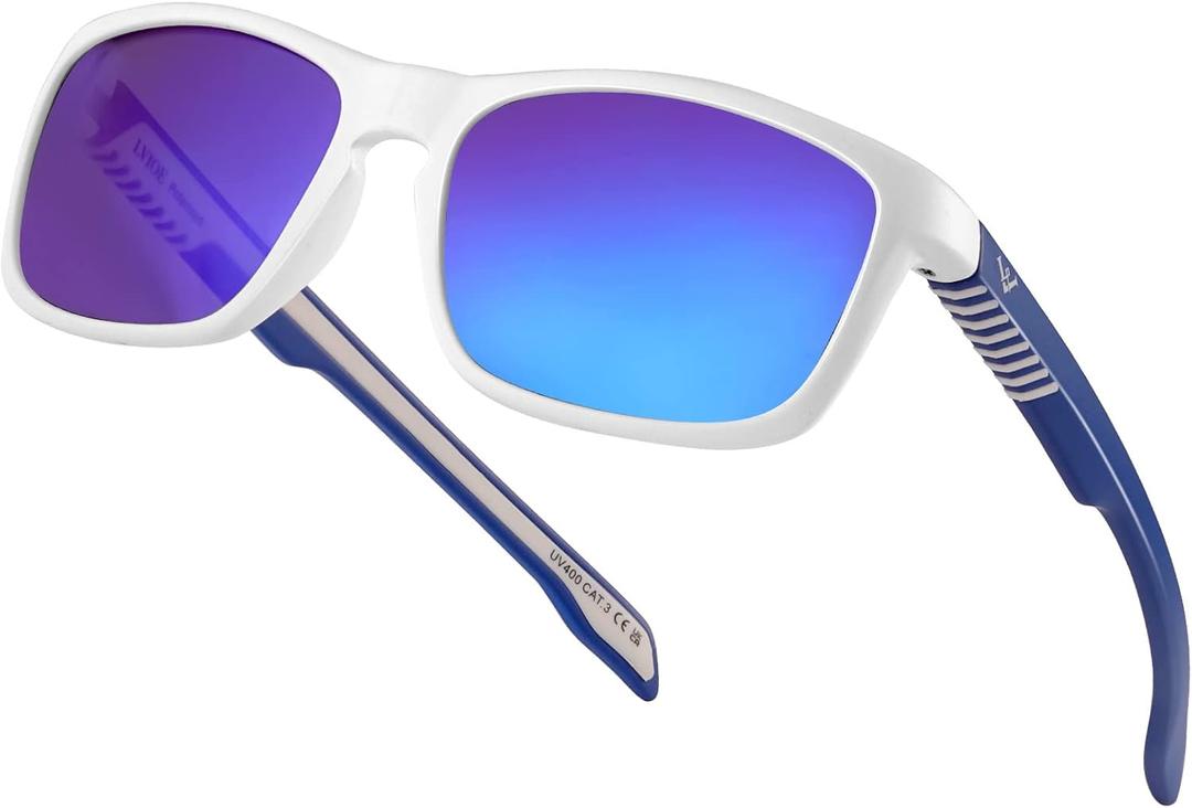 Men's Polarized Square Sunglasses - UV400, Ideal for Fishing, Golf, Hiking, Driving - Durable Sports Outdoor Eyewear! (A1 White Blue Legs Frame Blue Lens) Men's Polarized Square Sunglasses - UV400, Ideal for Fishing, Golf, Hiking, Driving - Durable Sports Outdoor Eyewear! (A1 White Blue Legs Frame Blue Lens)