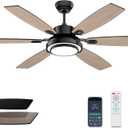60 Inch Black Large Ceiling Fans with Lights and Remote Control for Living Room, Modern Ceiling Fan with Quiet Reversible DC Motor, 3CCT, Dimmable, LED for Garage, Patio, Indoor and Outdoor