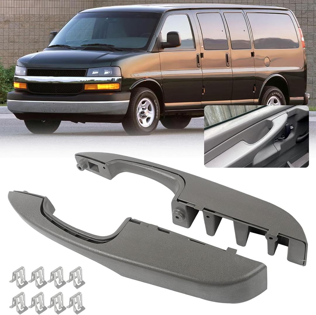 Interior Pull Handle Door Armrest Pair Compatible with Chevy GMC Vehicle 2003-2019 Express Van, Savana 1500 2500 3500 Replaces# 10388387, 10388386, 10388390, 15817114, 25750064, 10388389 (2Pair) (Gray)