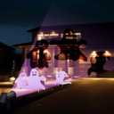 8 Pack Halloween Ghost Decorations Set, 6 Ghost Yard Signs and 2 Solar Spotlight Scary Shadows for Night Projections Spooky Faces Signs with Stakes for Halloween Garden Lawn Decor