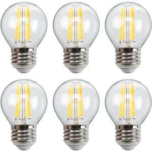 6-Pack G45 E26 LED Small Globe Bulbs 40Watt Equivalent, 2700K Warm White, 400Lumens, 4W G16.5 Vintage Chandelier Light Bulbs, Non-Dimmable, LED Filament Clear Glass Candle lamp for Home Office Decor