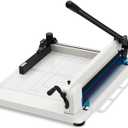 Threlaco 17 Inch A3 Heavy Duty Guillotine Paper Cutter 400 Sheet Capacity Guillotine Paper Cutter Stack Cards Trimmer Solid Steel with Metal Base for Cardstock Leather Office Home School (White)