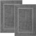 Bath Mat Floor Towel Set - Absorbent Cotton Hotel Spa Shower/Bathtub Mats [Not a Bathroom Rug] (Dark Grey, 2 Pack (16"x24"))