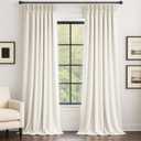 Cream Velvet Pinch Pleated Curtains 84 Inches Long for Living Room Bedroom Modern Elegant Soft Velvet Drapes with Hooks White Room Darkening Thermal WindowTreatments W40 x L84, 2 Panels Set (Ivory)