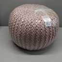 FRELISH DECOR Round Pouf Ottoman Hand Knitted 100% Cotton Pouf Foot Stool - Knitted Bean Bag - Floor Chair for Living Room Bedroom - Foot Rest for Couch (20 Diameter x 14 Height) - Cloud Pink