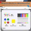 Monthly Calendar Whiteboard Dry Erase Cork Board Combination for Wall, 17"x13" Magnetic Dry Erase Board, Double-Sided White Board, Portable Board for Office, Kitchen, Planning, Memo, School, Home