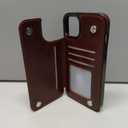 ONETOP Compatible with iPhone 15 Plus Wallet Case with Card Holder, PU Leather Kickstand Card Slots Case, Double Magnetic Clasp and Durable Shockproof Cover 6.7 Inch (Brown)