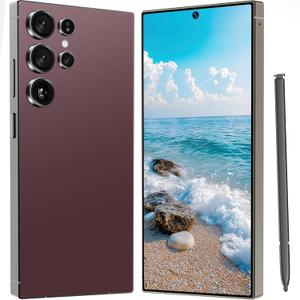 I25 Ultra Unlocked Cell Phone, 6800mAh Long Battery Life Smartphone,Built in Pen,6.8" HD Screen 8+512GB Unlocked Phones,5G/Dual SIM/Fingerprint Unlock/Face ID (Wine Red)
