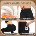 Thermal Thick Fleece Lined Leggings with Pockets -High Waisted Warm Winter Yoga Pants for Women Running Workout Leggings S