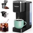 Tastyle Single Serve Coffee Maker, Iced and Hot Coffee Machine for K Cup & Grounds, Compact Design, 40oz Removable Water Reservoir, 6 to 24 Oz Brew Sizes, Fits 7.3" Travel Mug, Black