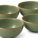 KINGSTONE Stoneware Dinnerware 4 Pieces, Reactive Glaze Bowls, Green