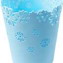 VIUJUH Wastebasket, Hollow Flower Shape Plastic Lidless Wastepaper Baskets Trash Can (Blue, Mini)
