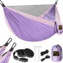 Camping Hammock Mosquito Net, Double & Single Portable Hammocks for Kids Hammocks with 2 Tree Straps, Hammock Tent for Travel Camping, Camping Accessories for Indoor Outdoor Hiking Backpacking, Purple Pink Small