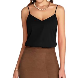 MANGOPOP Women's Bodysuit V Neck Spaghetti Strap Tank Tops Cami Backless Sleeveless Loose Fit Blouse Body Suits Sexy Casual, X