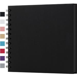 potricher 7 x 7 Inch DIY Scrapbook Album 40 Pages Hardcover Kraft Paper Scrap Book Photo Albums Memory Book for Wedding and Anniversary Family (Black, 7 Inch)