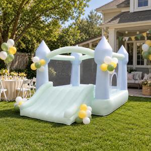 AKSPORT Inflatable Bounce House,White Castle Bounce House for Kids 3-6 Indoor & Outdoor Inflatable Bouncer House with Slide & Air Blower & Balloons for Kids Birthday Party,Wedding Party, Size: 12x9x7.15FT