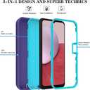 ONOLA Compatible with Samsung Galaxy A14 5G Case with HD Screen Protector, Heavy Duty Shockproof & Dropproof 3-Layer Cover Phone Case for Samsung A14,Purple SkyBlue