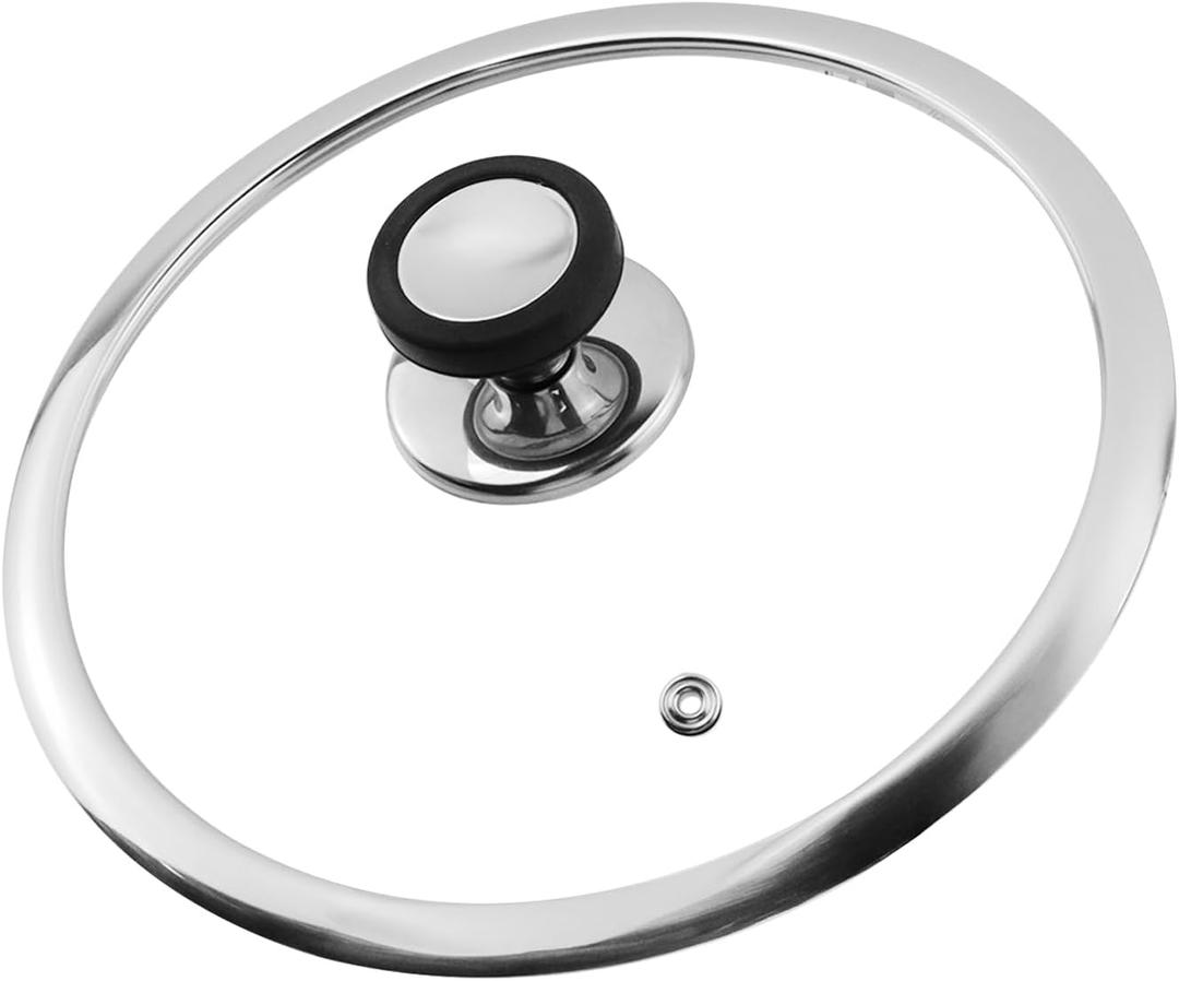 Woogim Cookware 4mm Tempered Glass Lid, Pan Lid 9 Inch with Silicone Handle,Vented Design for Steam Control,Oven & Dishwasher Safe up to 480,Universal Glass Covers for Frying Pan Wok Pot Skillet