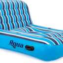 Aqua Ultra-Comfort Floating Pool Chair & Lake Raft with Pillow – 2-Person Heavy Duty Pool Float, Lake Floating Chair – Navy/White Stripe