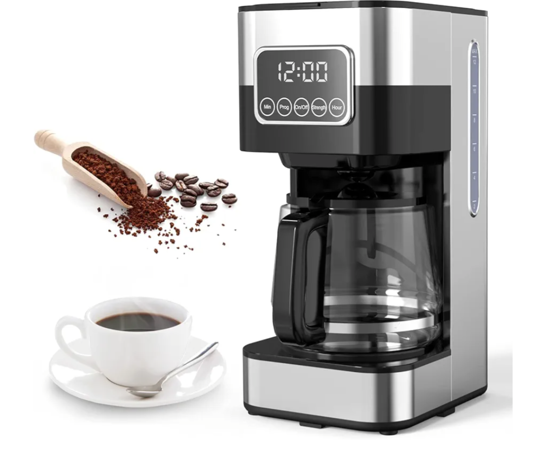 10-Cup Coffee Maker Drip Coffee Machine with 24H Programmable Timer & Brew Strength Control, Smart Anti-Drip System, Reusable Filter, Keep Warm