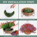 2 Set Artificial Flowers Hanging Plants in Basket,Artificial Hanging Flowers for Outdoor Indoor Decor,UV Resistant hanging Baskets with Fake Flowers for Spring Summer Patio Garden Porch Deck Decor