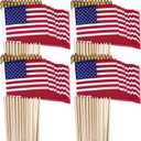 Tegeme 100 Pcs Small American Flags on Stick Mini Handheld 4th of July Flags 5 x 8 Inch for American Memorial Day, 4th of July, Labor Day, Parades, Festival Events, Independence Days Supplies