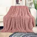 Tuddrom Decorative Extra Soft Faux Fur Blanket Twin Size 70" x 78",Solid Reversible Fuzzy Long Hair,Fluffy Cozy Plush Fleece Comfy Microfiber Blanket for Couch Sofa Bed,Peach Whip