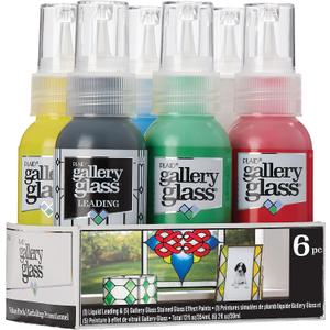 Gallery Glass, Basic Stained Kit, 6 Piece Glass Paint Set for DIY Arts and Crafts, Perfect for Beginners and Artists, 1 Count (Pack of 1)