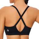 RUNNING GIRL Sports Bra for Women High Support, Molded Cup High Impact Sports Bras with Sewn in Pads Strappy Running Bra (Large, Black)