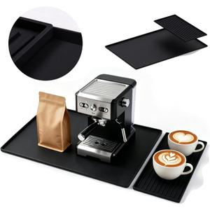 Silicone Coffee Mat, 24 Inches 16 Inches Bar Mat, Suitable to Be Placed under Coffee Machines and Dish Racks, Black