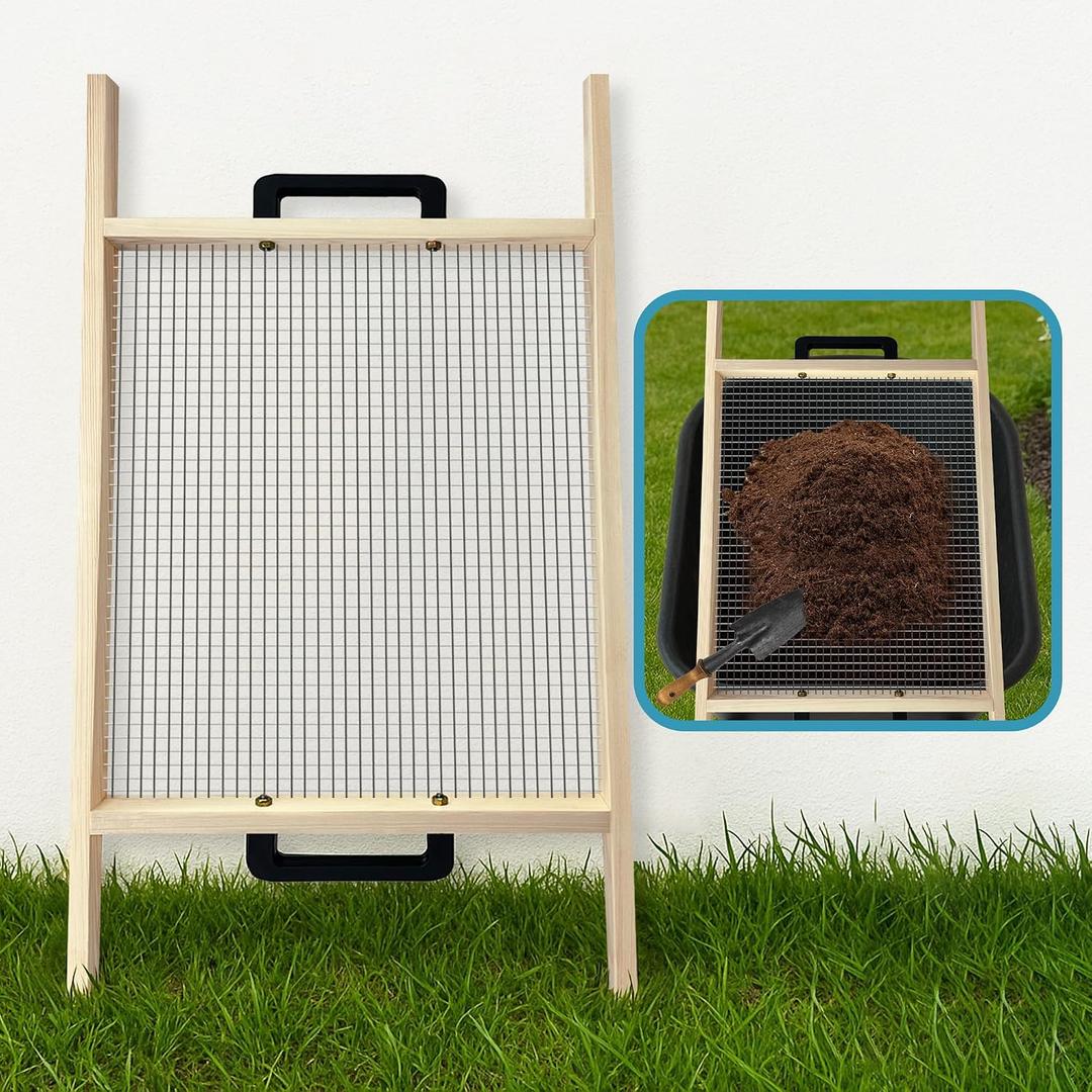 Large Soil Sifter, Rock Sifter Garden Sieve Soil Dirt Leaves for Gardening, 17.5'' 34'' Compost Sifter Suitable for Wheelbarrow and Handheld (EXP 12/03/27)