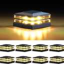 EXCMARK 4x4 Solar Post Cap Lights Outdoor Waterproof 8 Pack Fence Deck Post Lights with High-Brightness LEDs, Dual Light Modes Warm White & Cool White. (Classic Black, 8)