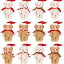 Shappy 12 Pcs Christmas Mini Stuffed Bears Bulk Small Stuffed Animals Keychain 6 Inch Plush Bear with Scarf Hat Tiny Doll for Birthday Christmas Party Decorations Craft(Classic)