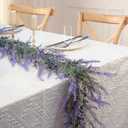 HUZIYAHAN Spring Summer Lavender Garland, 6Ft Purple Lavender Artificial Garland, All Year Lavender Garlands for Farmhouse Wedding Mantle Arch Porch Stair Table Indoor Door Home Decor (1)