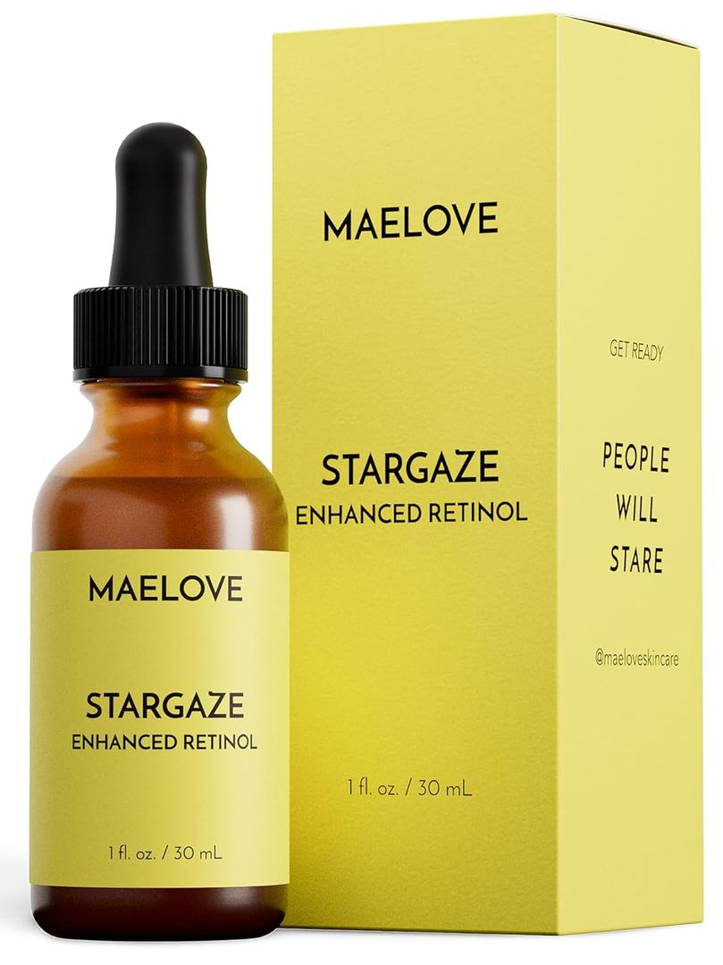 MAELOVE Stargaze Enhanced Retinol Serum, Time-Released 0.25% Retinol for Radiant Skin, Hydrating with Hyaluronic Acid, Niacinamide, Soothing Botanicals, Ideal for Sensitive Skin, USA Made