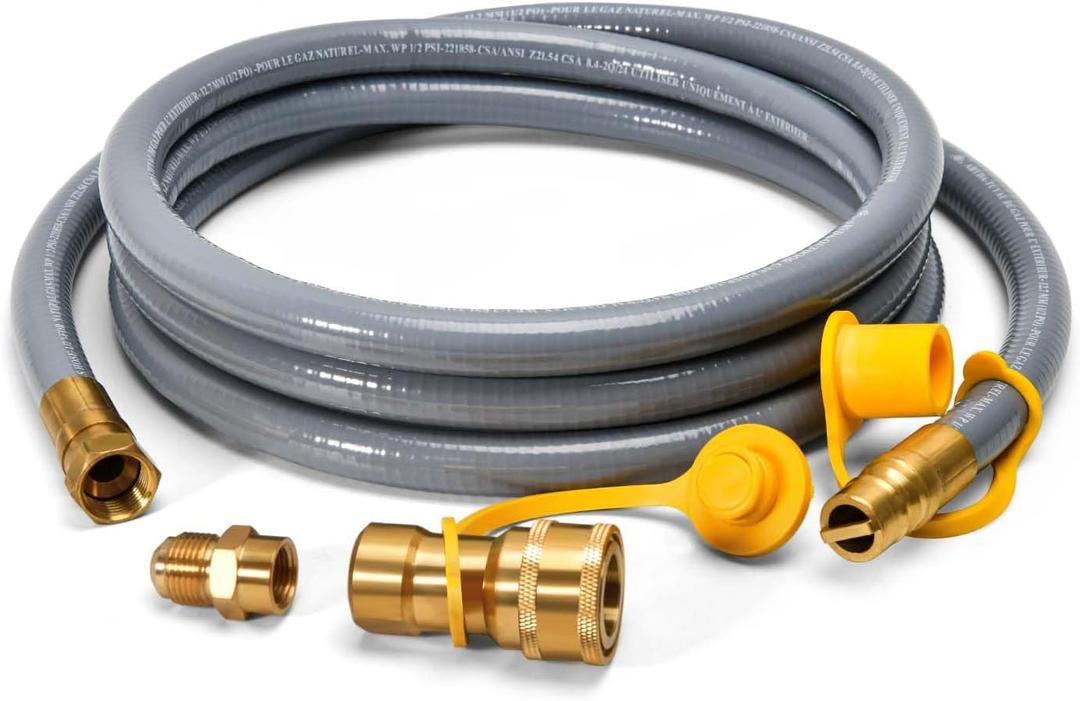 ABYDA 10Feet 1/2-Inch Natural Gas Hose with Quick Connect Fitting-Ideal for BBQ, Grill, Pizza Oven, Patio Heater, and More Low-Pressure Appliances - Natural Gas Conversion Kit, CSA Certified