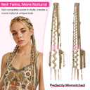 REECHO Clip in Braid Hair Extensions for Women, 20" Boho Dreadlock Clip in Braids with Beads & Charms, 2PCS Synthetic Braided Hairpieces for Cosplay Daily, Black with Gray