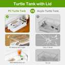 Turtle Tank Kit with Lid,Aquatic Tortoise Habitat Cage Starter Aquarium with Multi-Function Area,UV Basking Platform Light,Water Filter,Rain Shower Arm,Plant,Stone,Enclosure Red Eared Slider