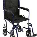 Drive Medical ATC19-BL Lightweight Aluminium Transport Wheelchair with Swing-Away Footrest, Blue