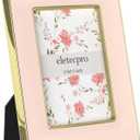 Eletecpro 2.5x3.5 Enamel Picture Frame with Real Glass Cover, 1 Pack Pink Photo Frames with Gold Metal Edge, Horizontal and Vertical Display Pictures 2.5x3.5 for Tabletop and Wall Decor