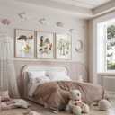 3Pcs Woodland Safari Animals Nursery Canvas Wall Art Baby Jungle Small Animal Wall Decor Pictures Tree Bear Rabbit Fox Hedgehog Kids Posters Prints for Classroom Children Bedroom Decoration Unframed