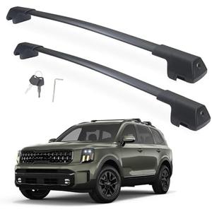 260lb Loading Heavy Duty Roof Rack Crossbars fit for Kia Telluride X-PRO X-LINE 2023-2025 with Lockable Anti-Theft Mechanism Matte Black Finishing (Not for LX EX S SX SX-P) Sold as 1 Pair