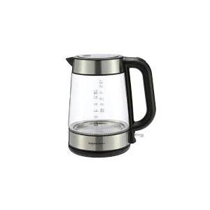 Basics Electric Kettle with Glass Carafe for Tea and Coffee, BPAFree, Fast Boiling, Auto ShutOff, BoilDry Protection, Water Level Indicator, 1.7 Liter, 1500W, Black and Silver