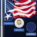 10 Gauge Heavy Duty Flag Pole Kit Light Solar, 120MPH 3mm Thick Flagpole Hardware Kit for 2 Flag for Outside House In Ground Use, 25FT Silver with One 3x5 Flag